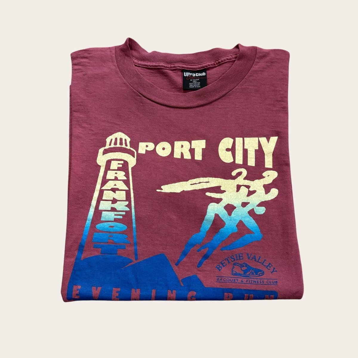 Vintage 90s USA Port City Frankfort Michigan evening run running t-shirt