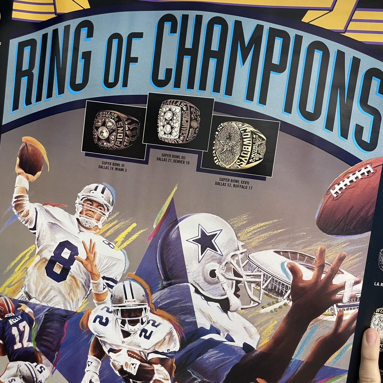 Dallas Cowboys Rings of Champions Poster - Championship Detail