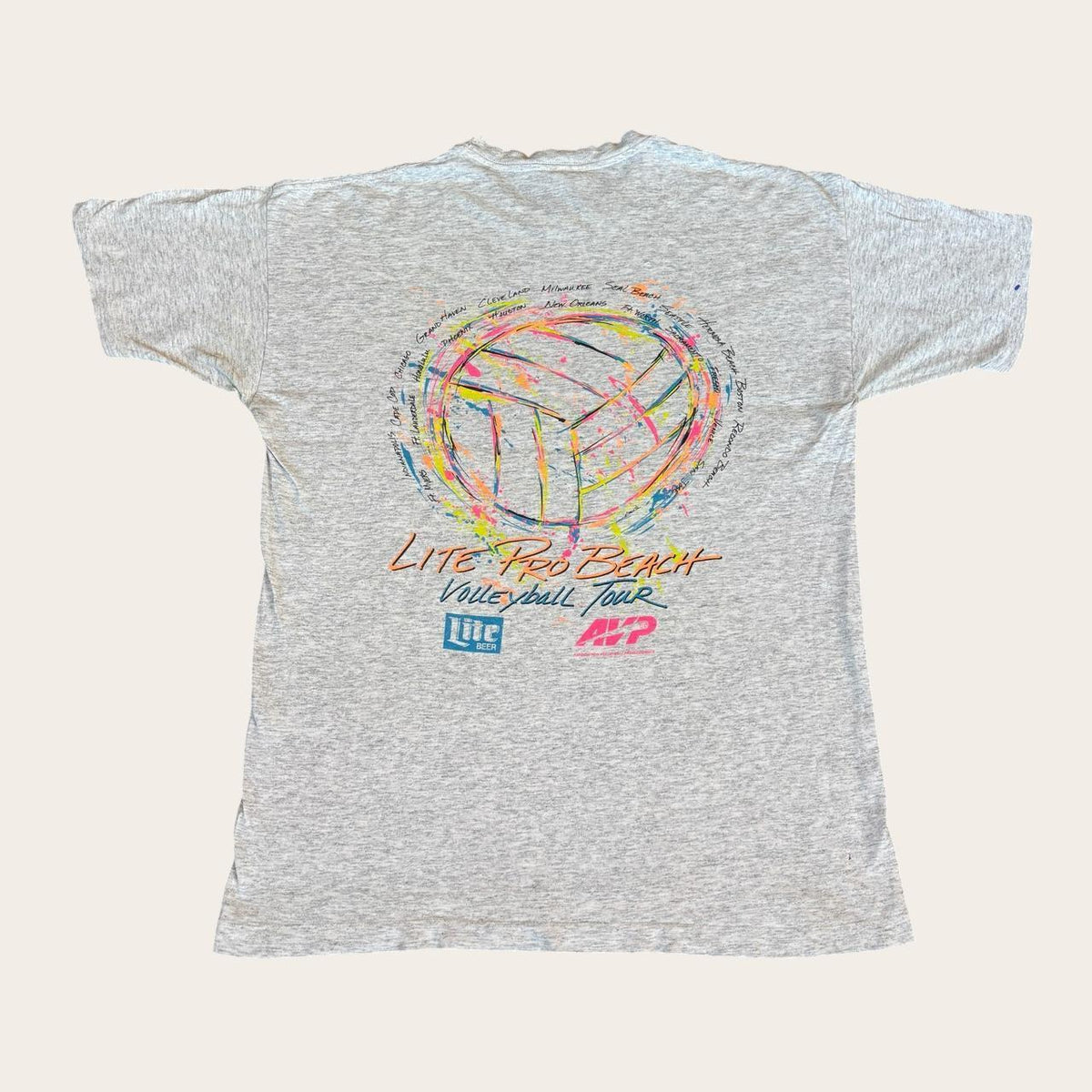 Vintage 90s USA Miller lite beer beach volleyball tour t-shirt