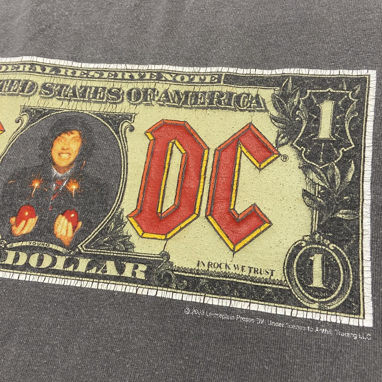 Vintage Y2K 2000s AC/DC one dollar bill money talks rock music graphic band t-shirt