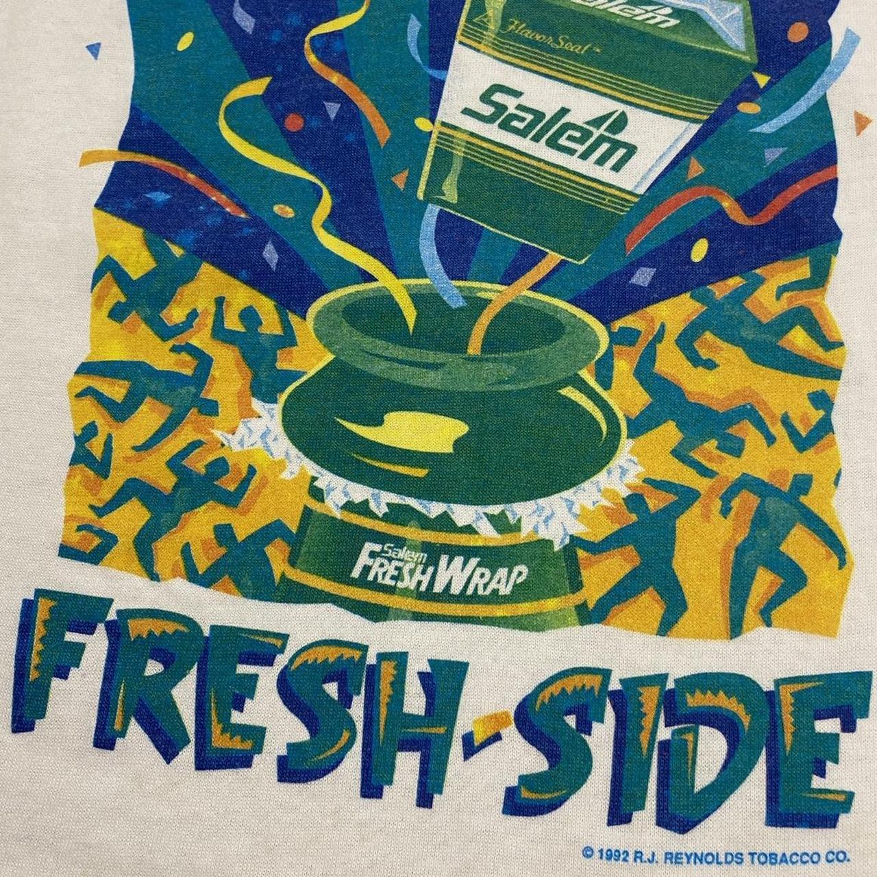 Vintage 90s USA Salem Cigarettes fresh side champagne artwork graphic t-shirt