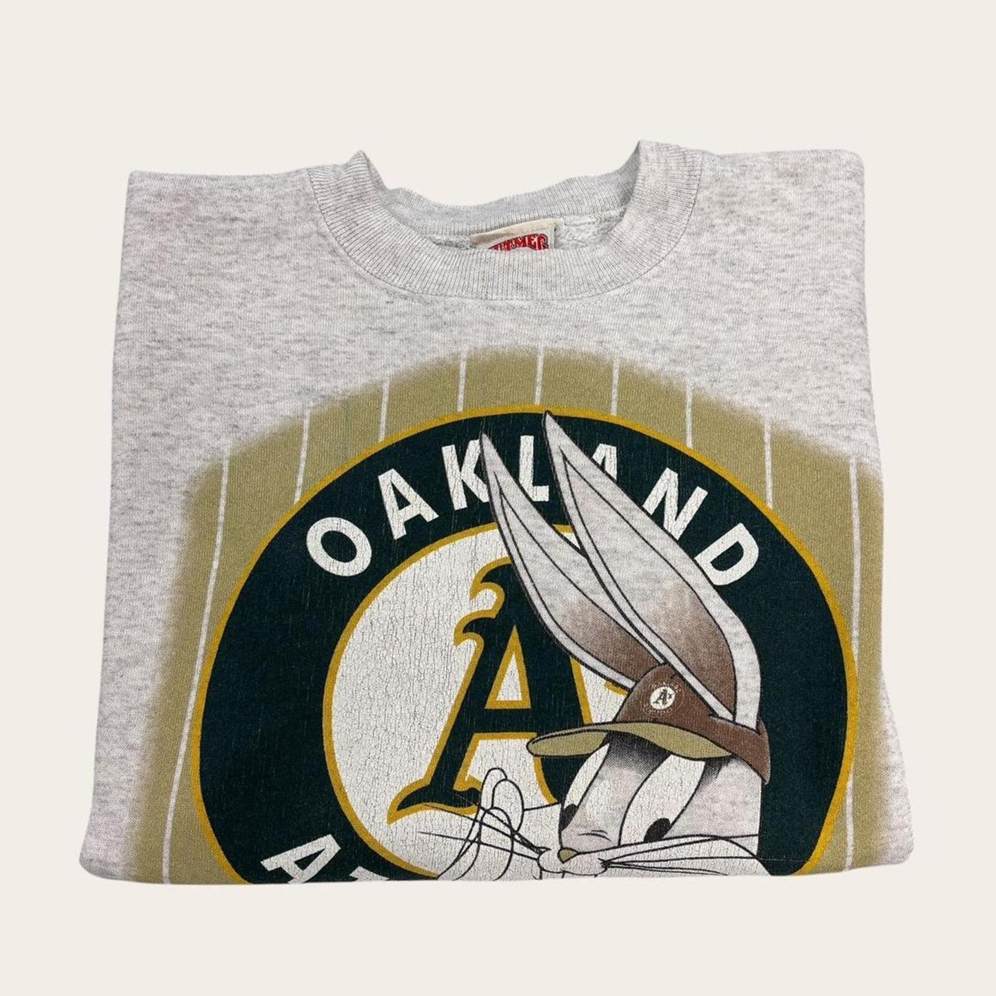 Vintage 90s Oakland Athletics MLB baseball Bugs Bunny Looney Tunes sweatshirt
