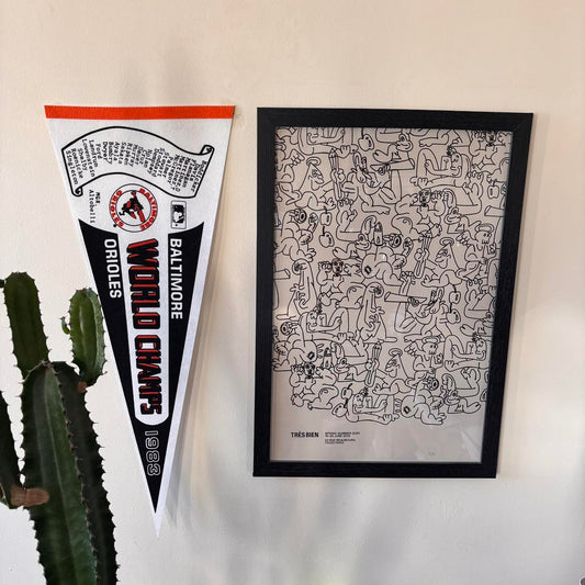 Vintage 80s USA Baltimore Orioles baseball MLB World Series champions pennant