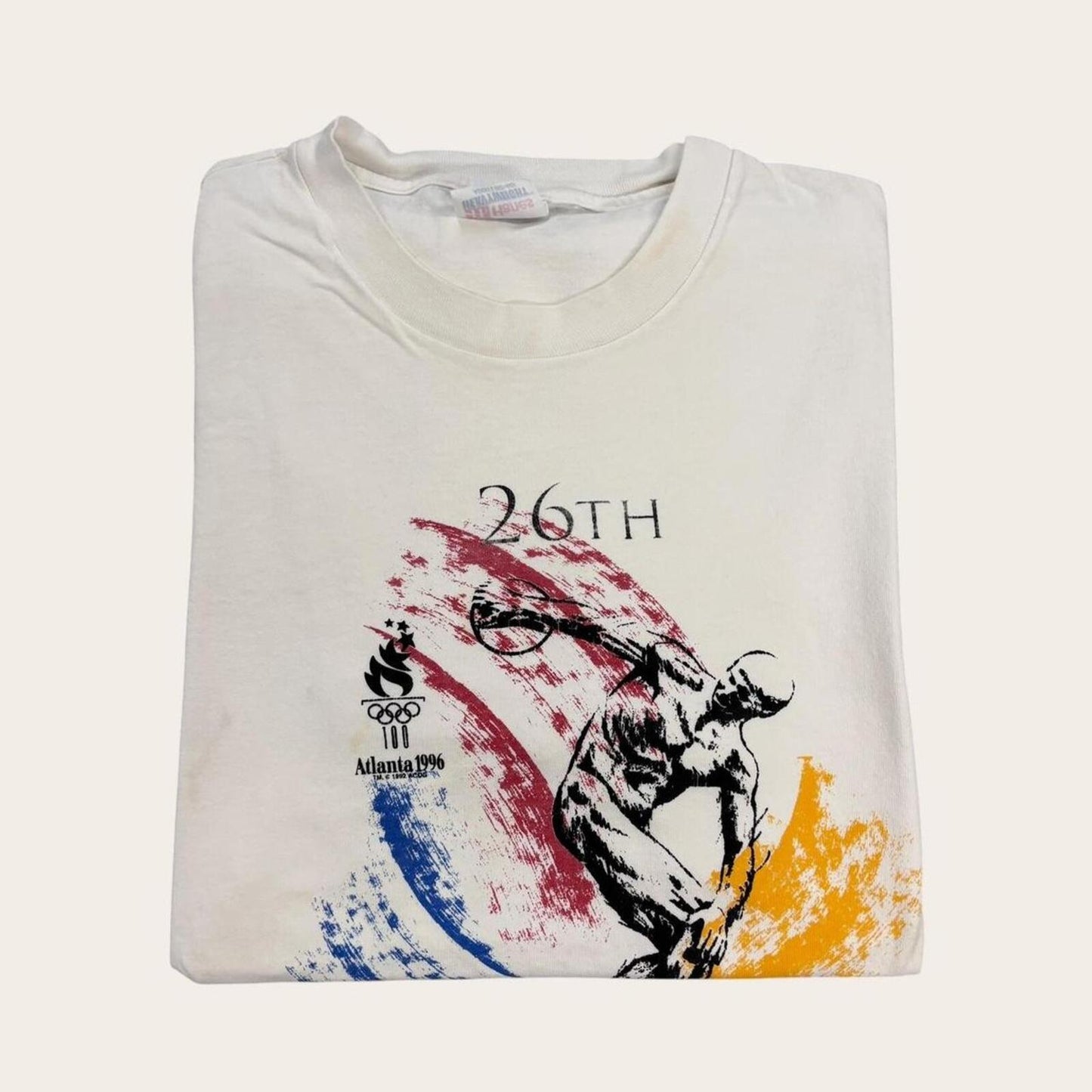 Vintage 90s USA Atlanta Olympics summer games athletics statue t-shirt