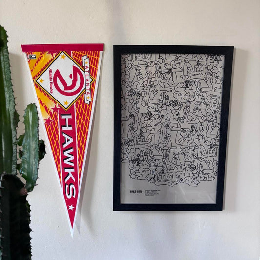 Vintage 90s USA Atlanta Hawks NBA basketball felt pennant