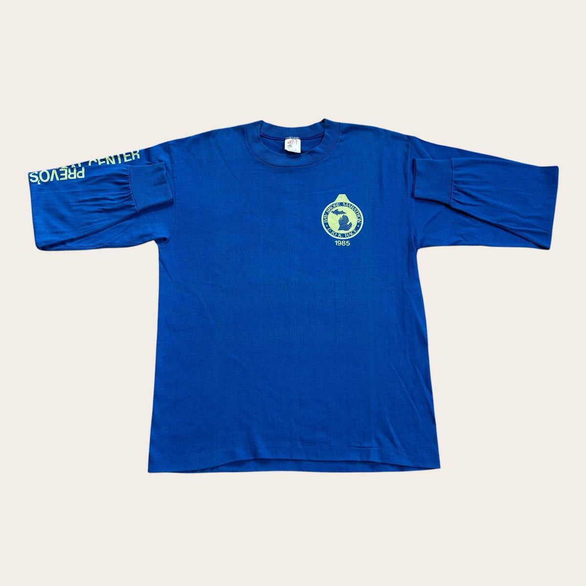Vintage 80s USA Bay Shore Marathon Michigan road race running t-shirt