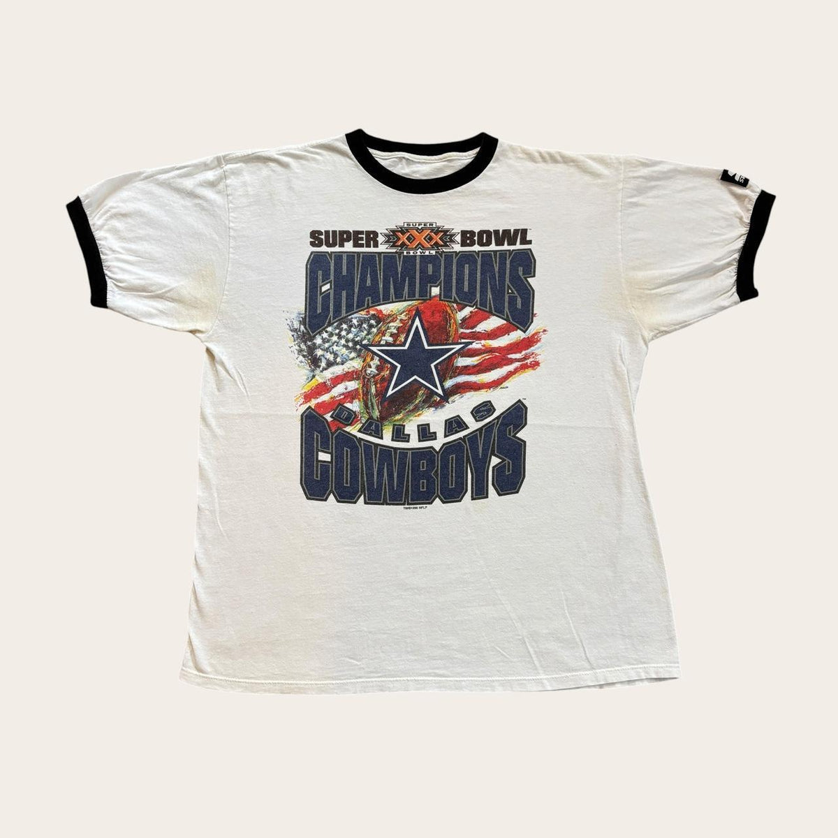 Vintage 90s USA Dallas Cowboys Super Bowl 30 champions NFL ringer t-shirt
