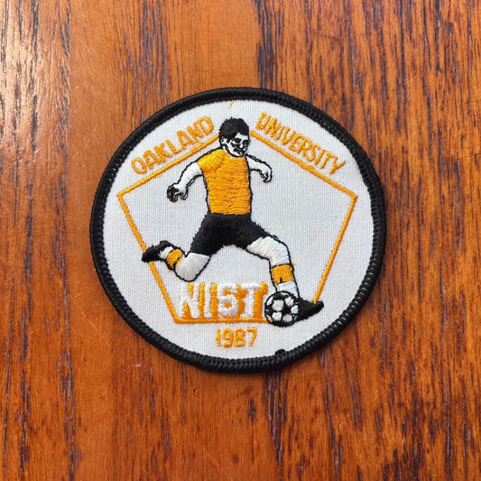 Vintage 80s USA Oakland University soccer team California embroidered patch