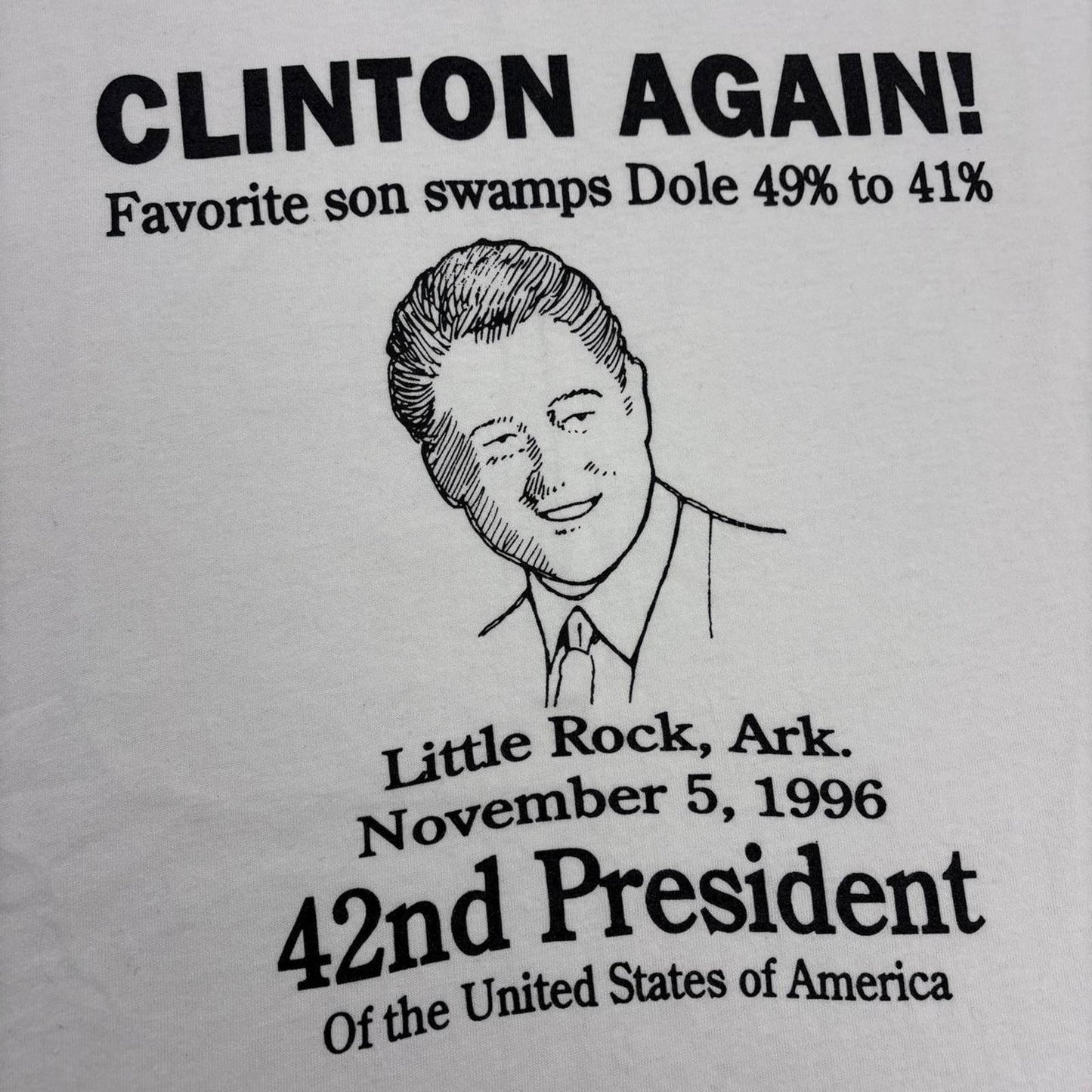 Vintage 90s USA Bill Clinton 42nd President Democratic Party graphic t-shirt