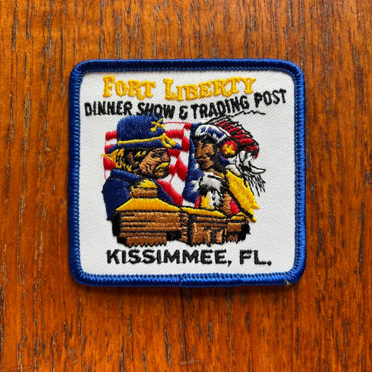 Vintage 80s USA Fort Liberty dinner show & trading post Kissimmee Orlando Florida embroidered patch