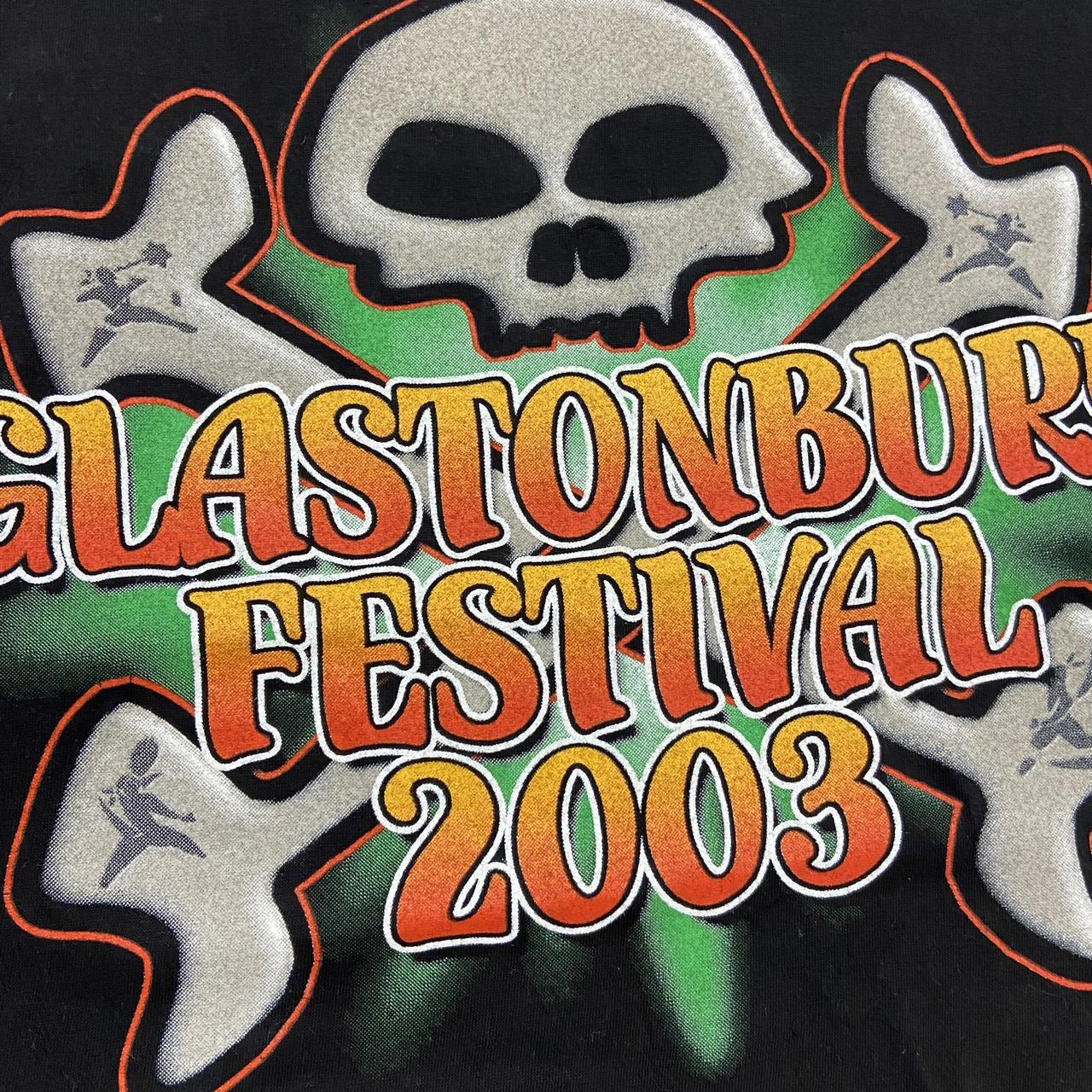 Vintage 2000s Y2K Glastonbury Festival music promotional graphic t-shirt