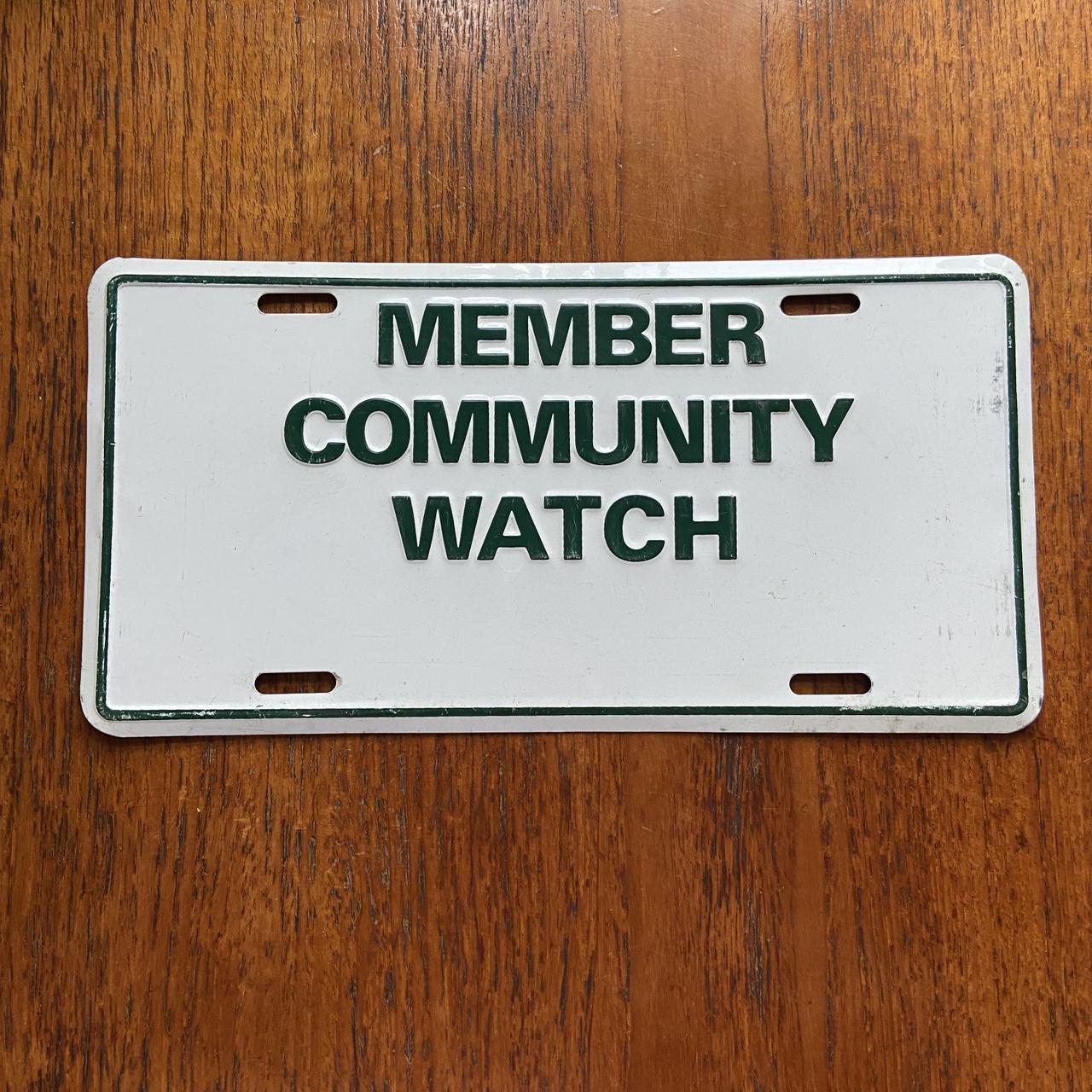 Vintage 90s USA member community watch promotional American license plate