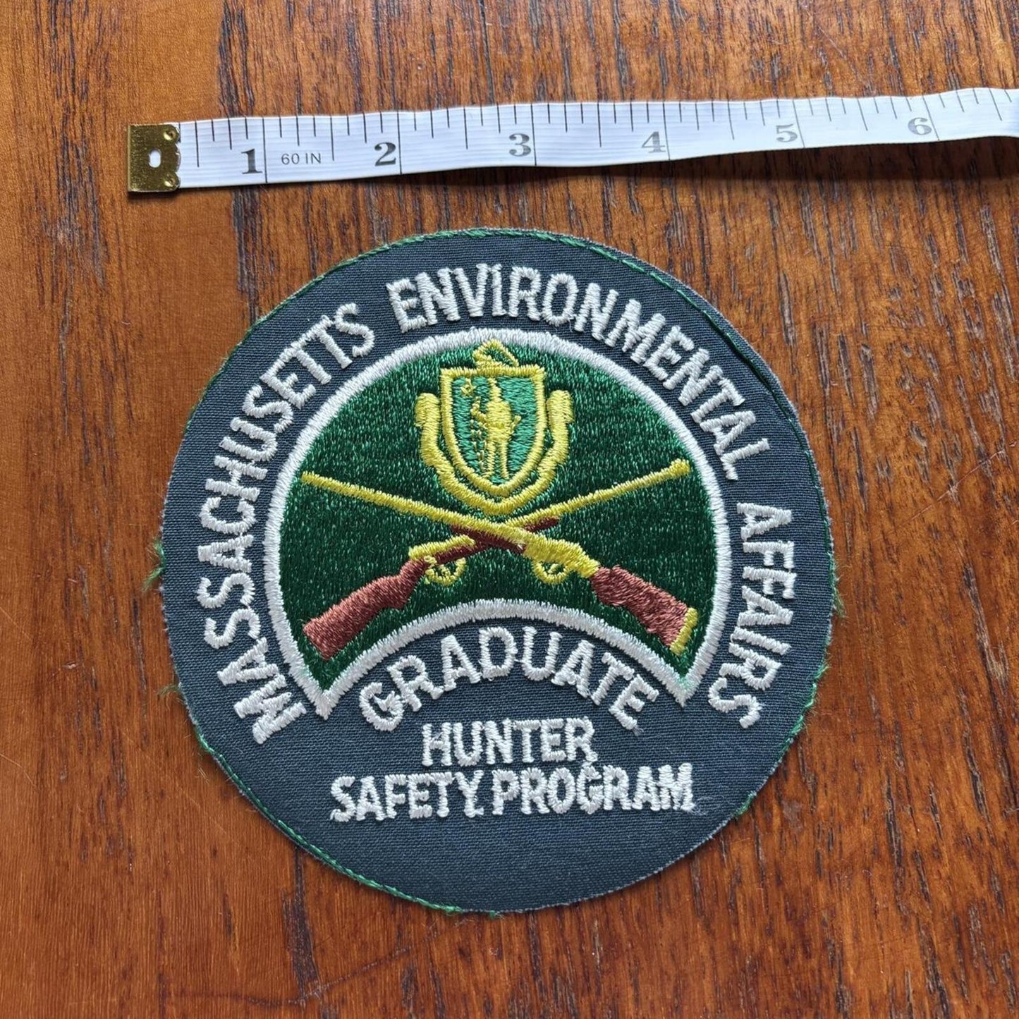 Vintage 90s USA Massachusetts hunter safety program graduate embroidered patch