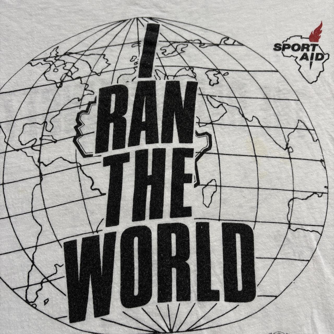 Vintage 80s USA Sport Aid I ran the world charity fundraiser t-shirt