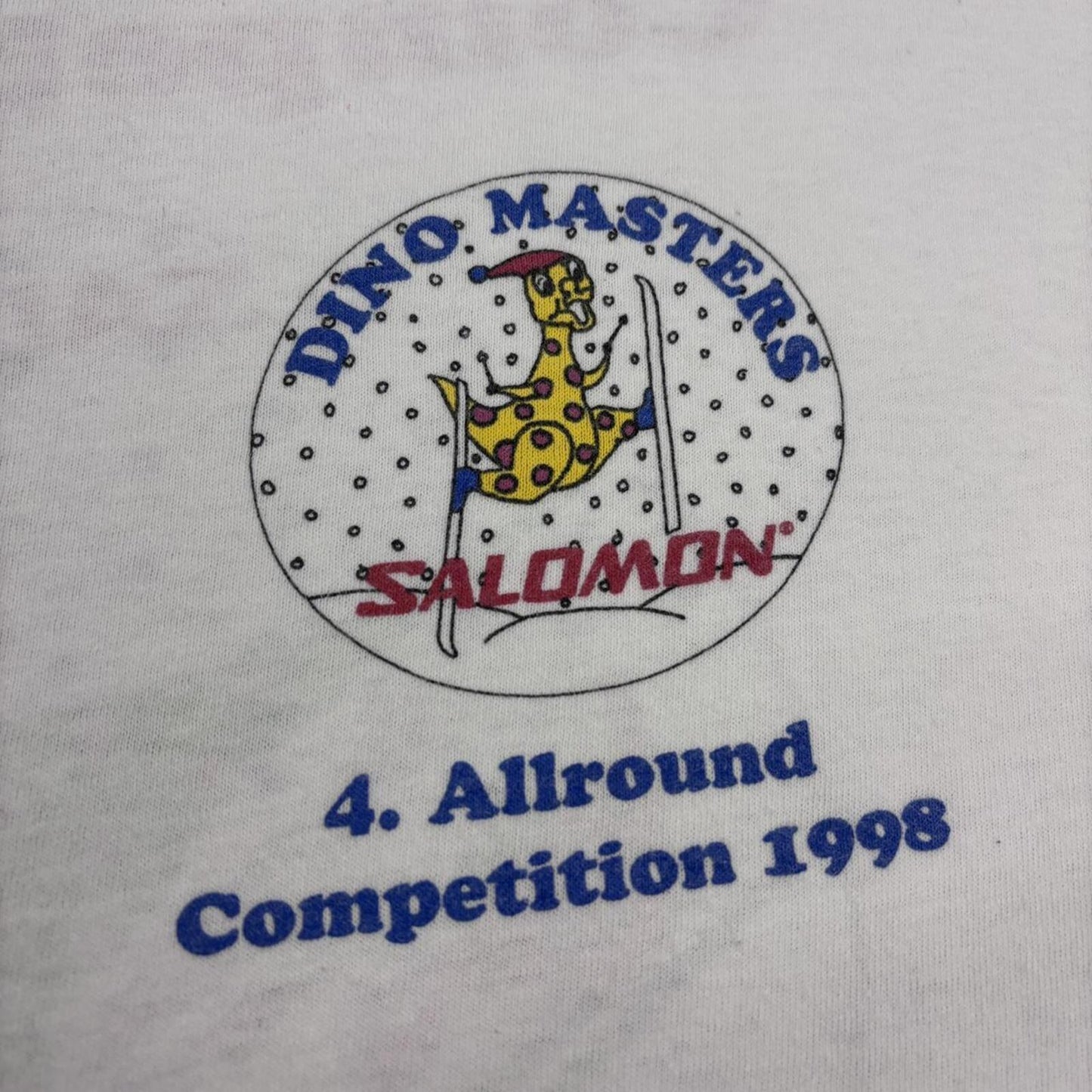 Vintage 90s Salomon dino masters completion winter snow sports skiing t-shirt