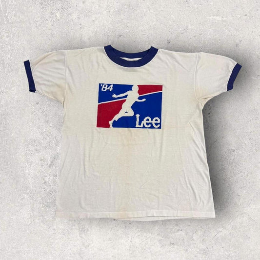 Vintage 80s USA Lee Jeans Los Angeles Olympics summer games ringer t-shirt