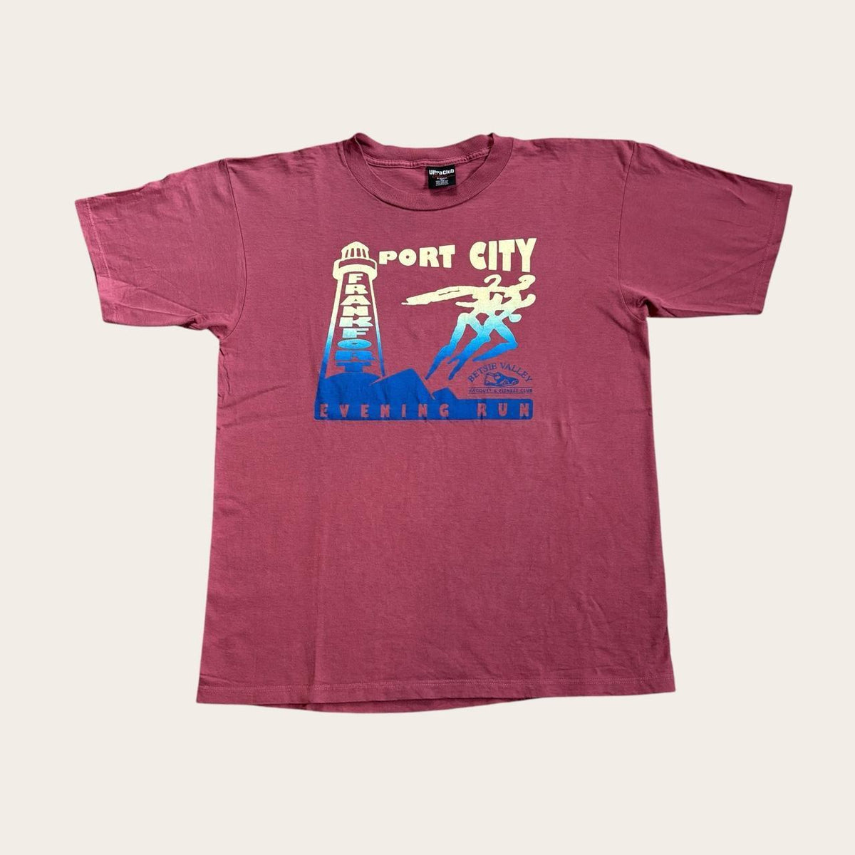 Vintage 90s USA Port City Frankfort Michigan evening run running t-shirt