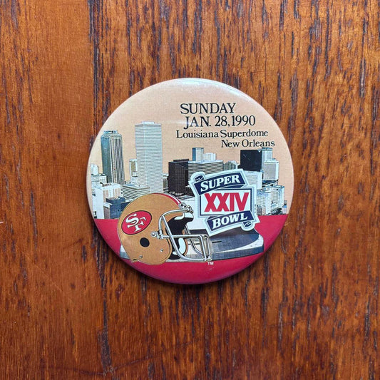 Vintage 90s USA Super Bowl 24 NFL American Football 49ers pin badge