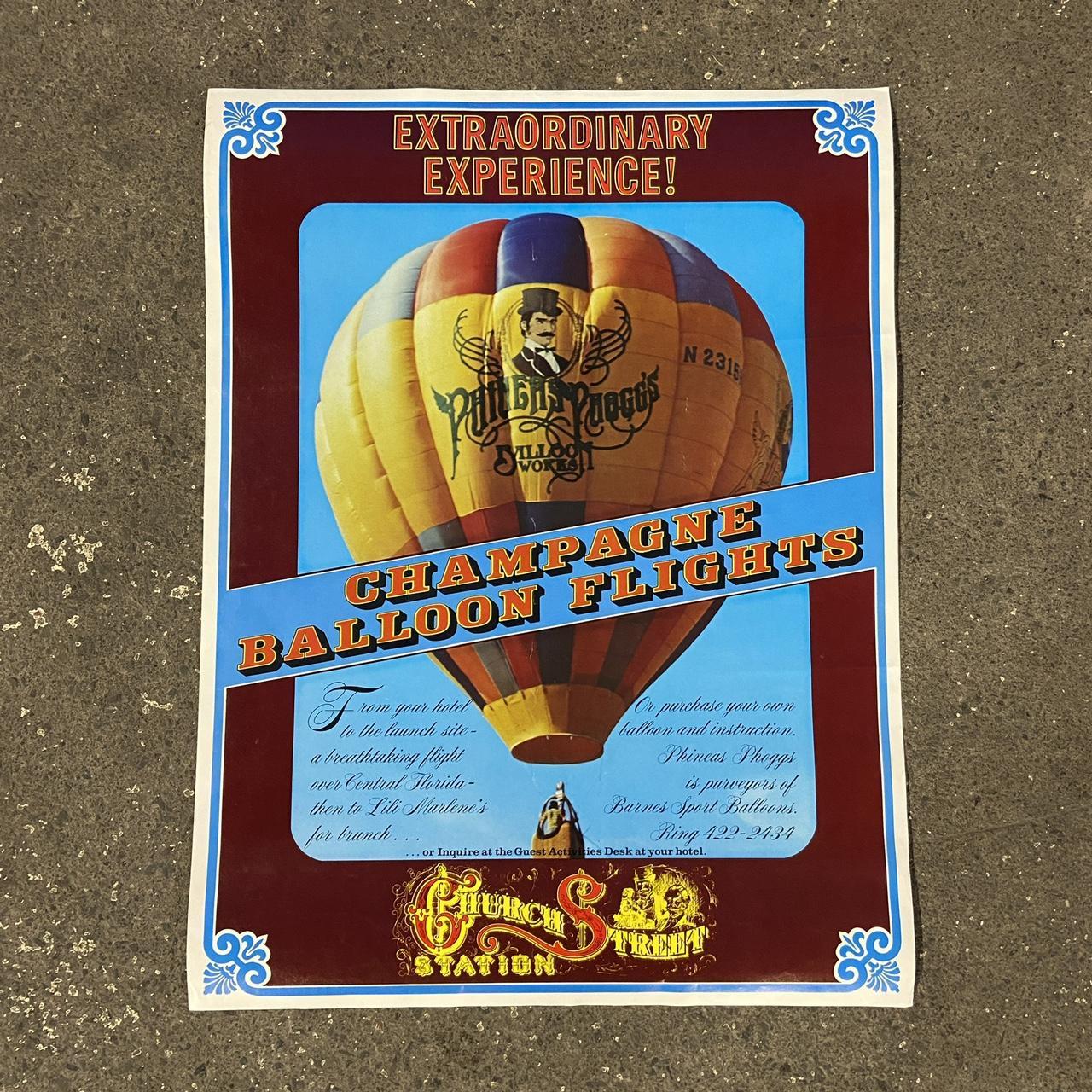 Vintage 90s USA Hot Air Balloon ride Rosie O’Grady’s Church Street Station Orlando Florida poster