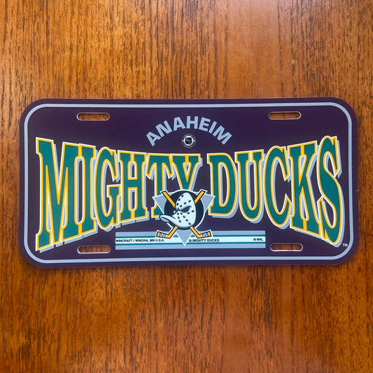 Vintage 90s USA Anaheim Mighty Ducks NHL ice hockey promotional American license plate