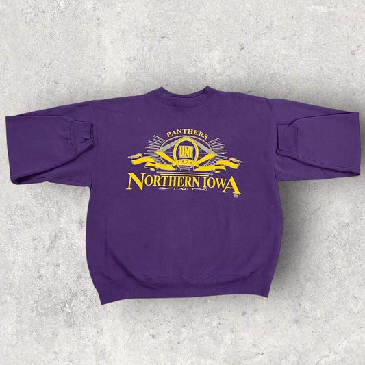 Vintage 90s USA University of Northern Iowa Panthers Cedar Falls varsity graphic sweatshirt