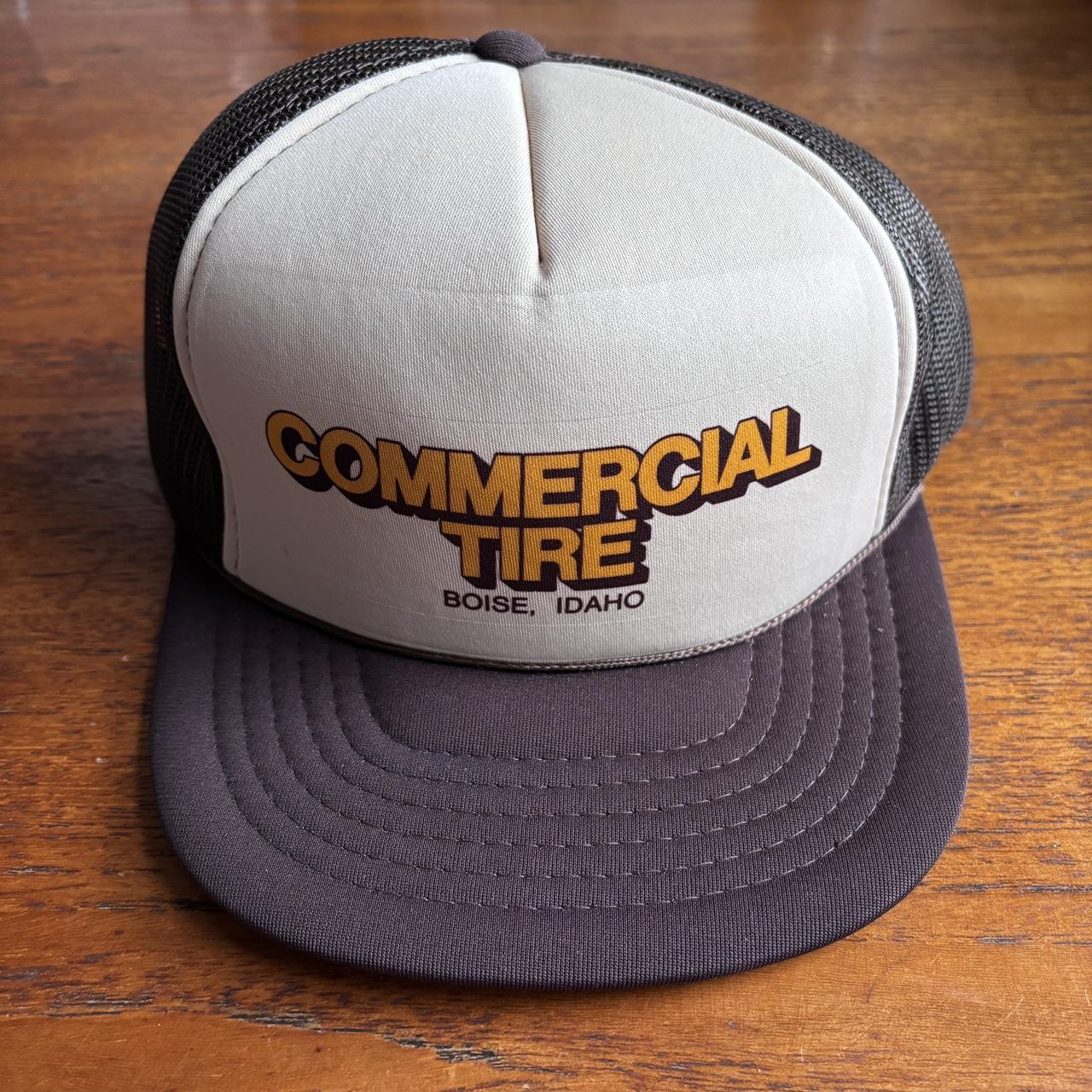 Vintage 90s USA commercial tire company Boise Idaho graphic trucker cap