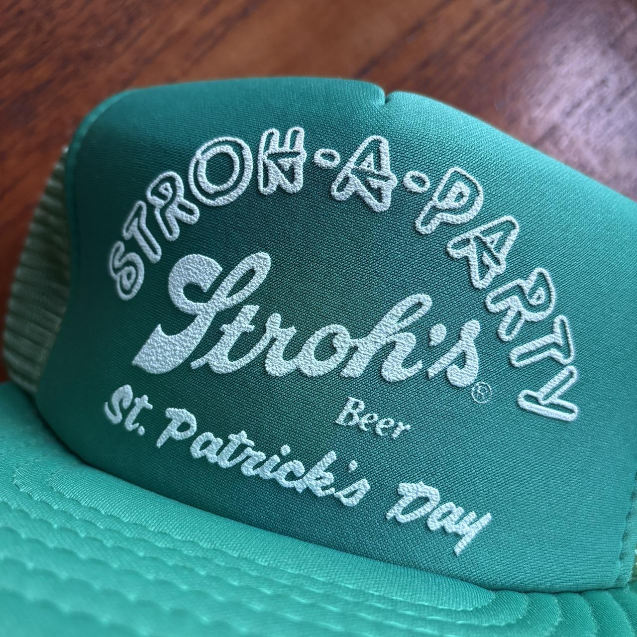 Vintage 90s USA Stroh’s beer Saint Patrick’s Day party graphic trucker cap