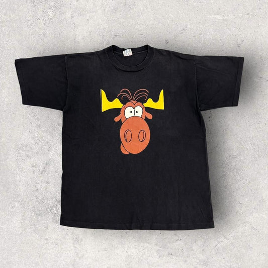 Vintage 90s USA Taco Bell Bullwinkle moose cartoon graphic t-shirt