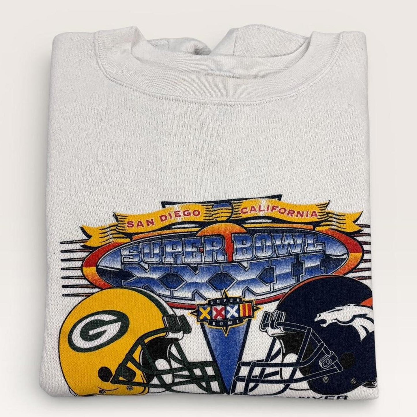 Vintage 90s USA Super Bowl 32 Packers Broncos NFL American Football sweatshirt