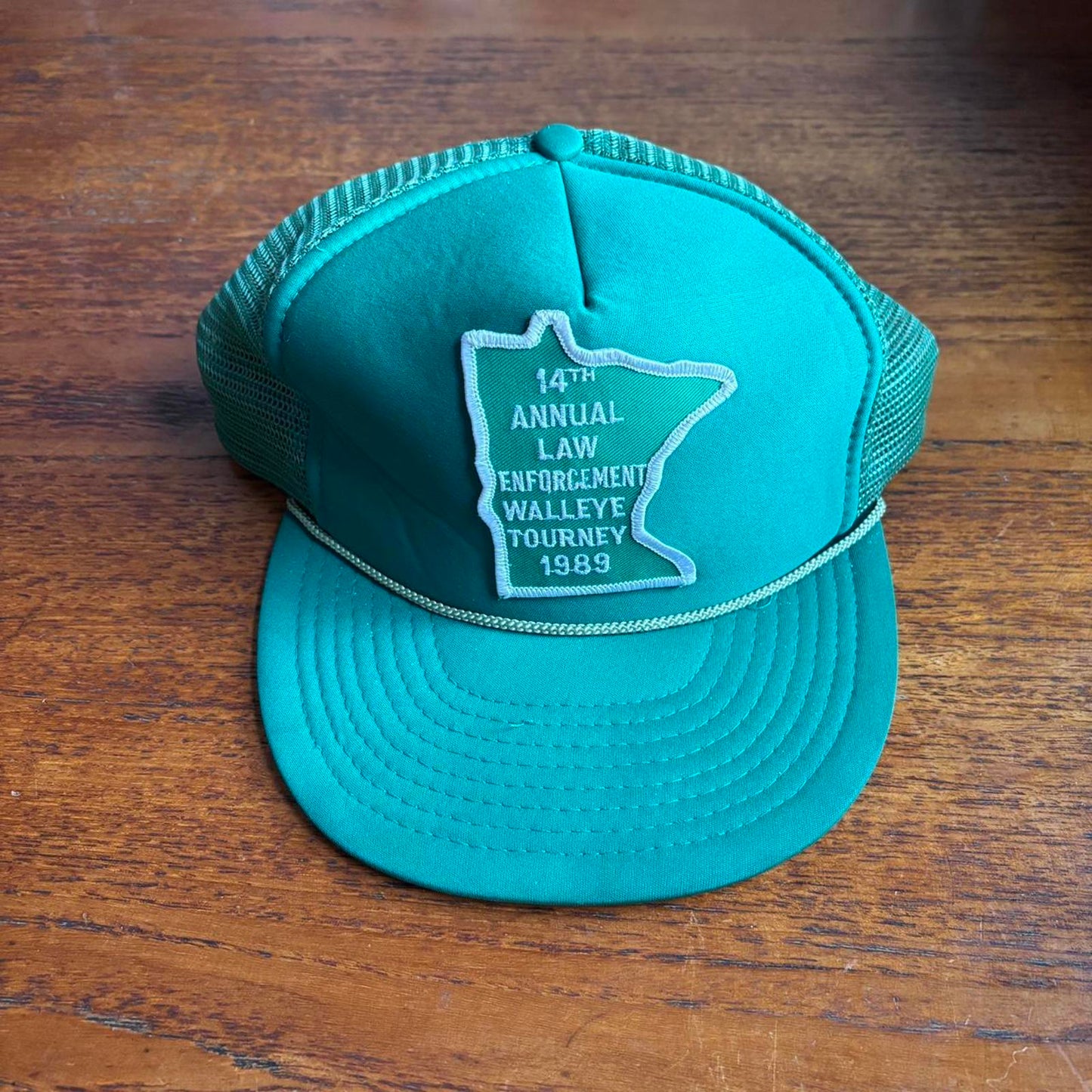 Vintage 80s USA law enforcement walleye fishing tournament trucker cap