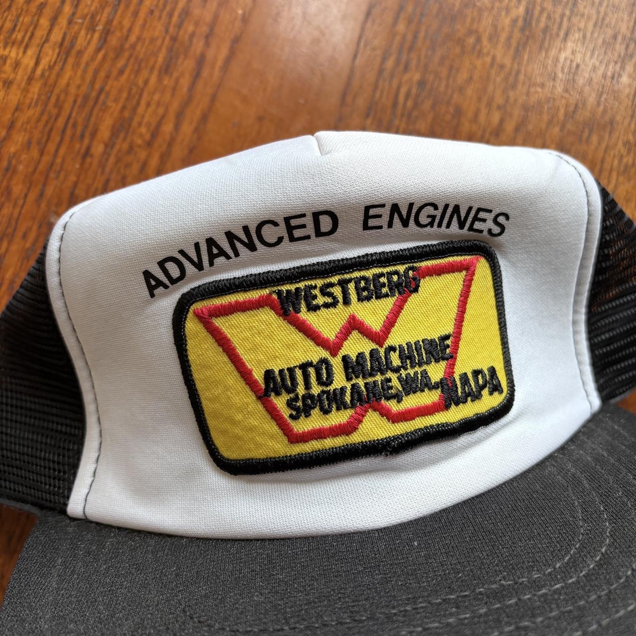Vintage 90s USA Westberg auto machine advanced engines Spokane graphic trucker cap