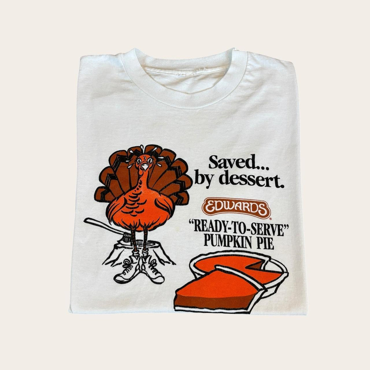 Vintage 90s USA Edwards pumpkin pie dessert thanksgiving t-shirt