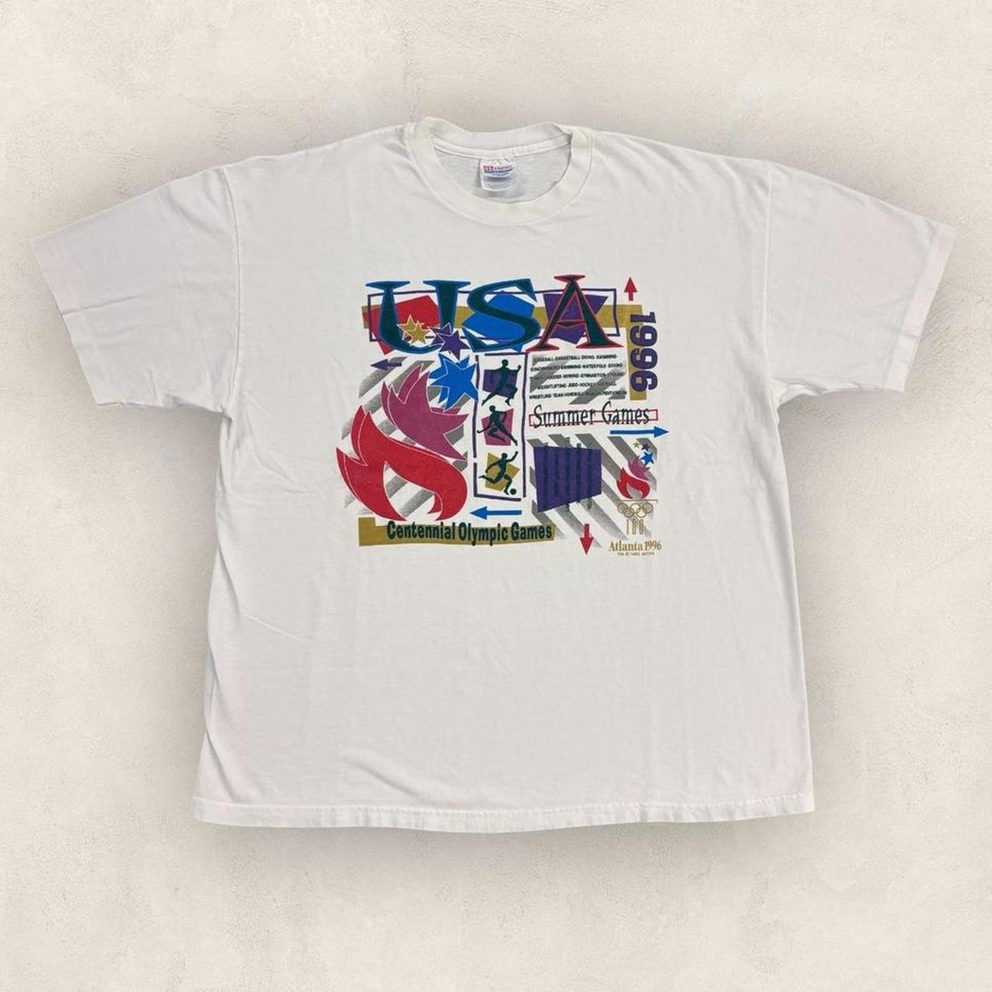 Vintage 90s USA Atlanta Olympics summer games athletics graphic t-shirt