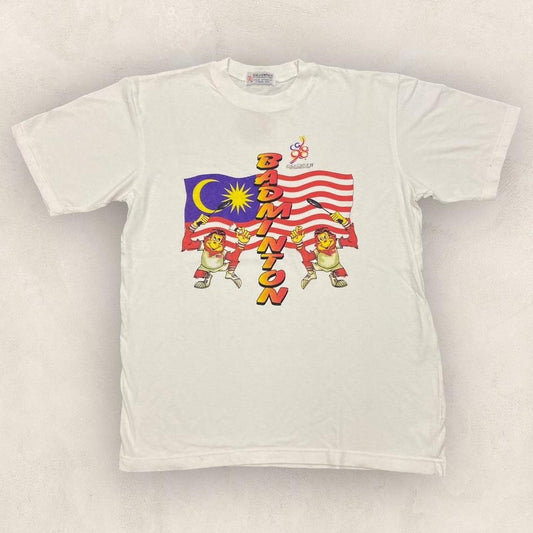 Vintage 90s Badminton Commonwealth Games Kuala Lumpur Malaysia promotional graphic t-shirt