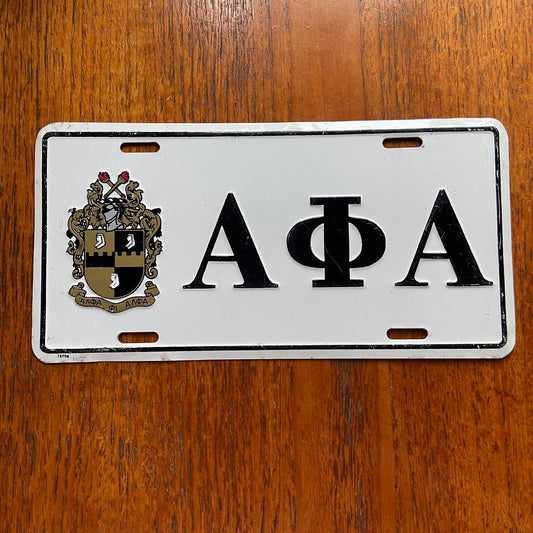 Vintage 90s USA Alpha Phi Alpha fraternity university varsity American license plate