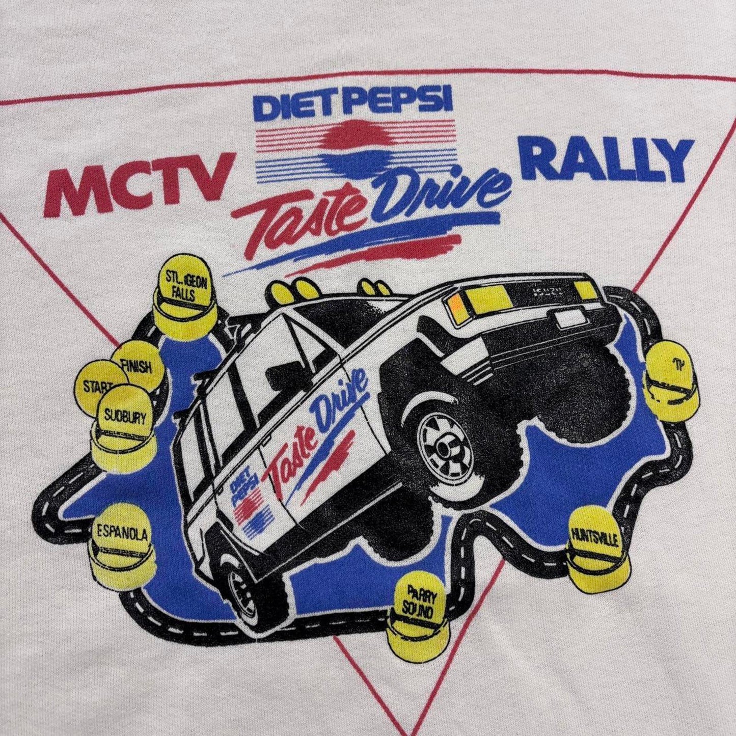 Vintage 80s Diet Pepsi MCTV rally car motorsport race Ontario Canada sweatshirt