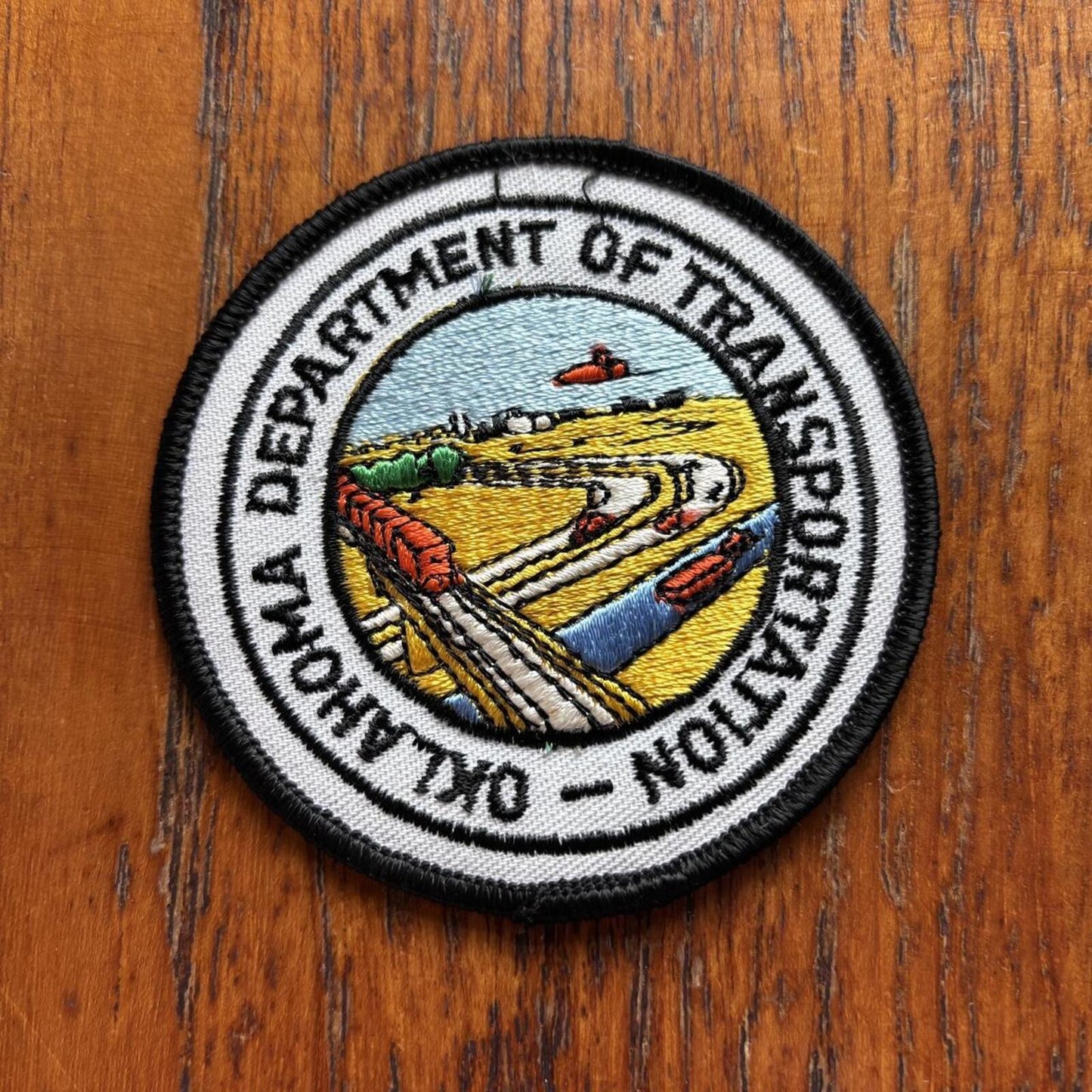 Vintage 90s USA departed of transportation Oklahoma trains embroidered patch