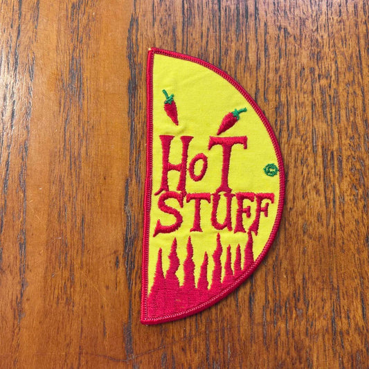 Vintage 90s USA Hot Stuff slogan novelty humour embroidered patch