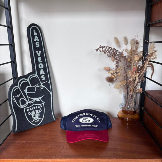 Vintage 90s USA Sikestown motor company Ford dealership automobile trucker cap