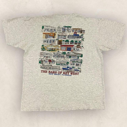 Vintage 90s USA bars of Key West Florida Keys tourist souvenir graphic t-shirt