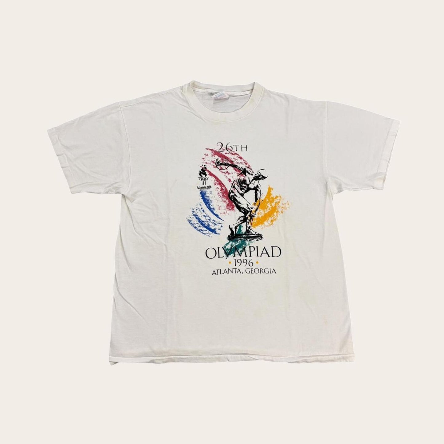 Vintage 90s USA Atlanta Olympics summer games athletics statue t-shirt