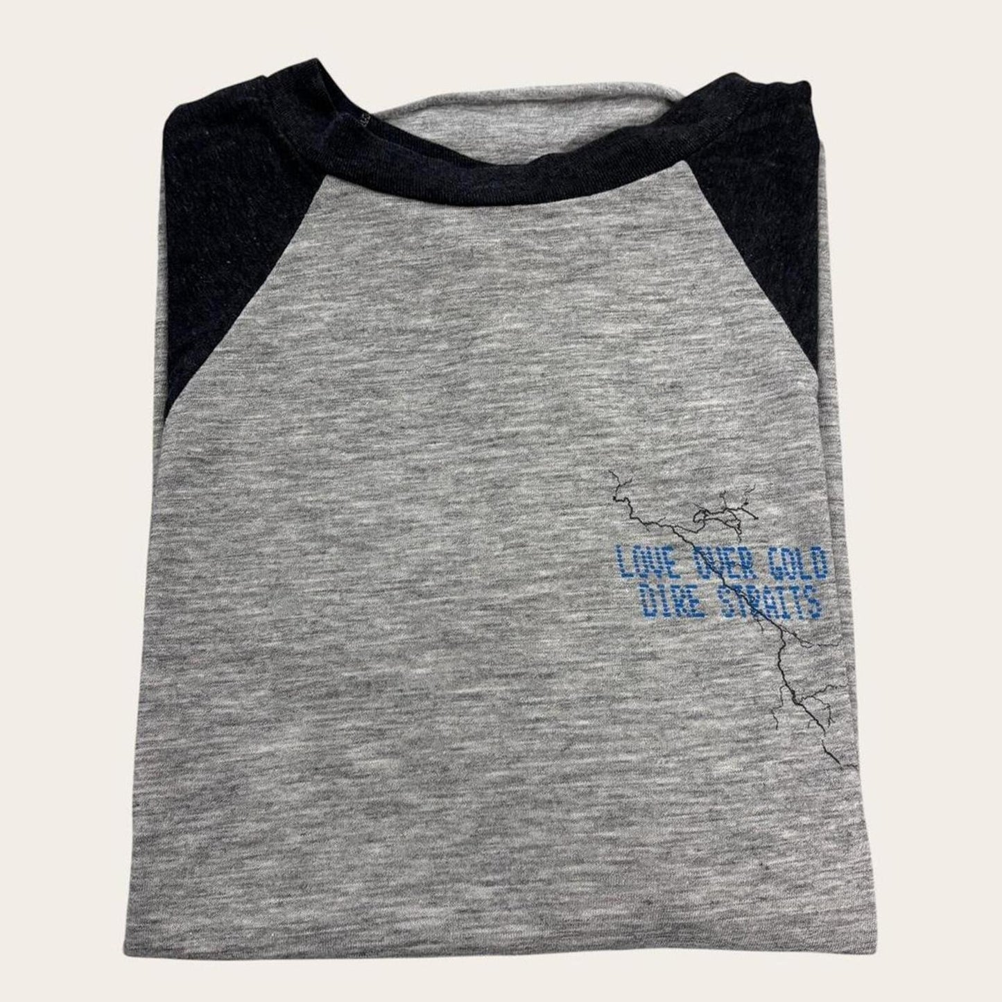 Vintage 80s Dire Straits love over gold UK Tour rock music raglan band t-shirt