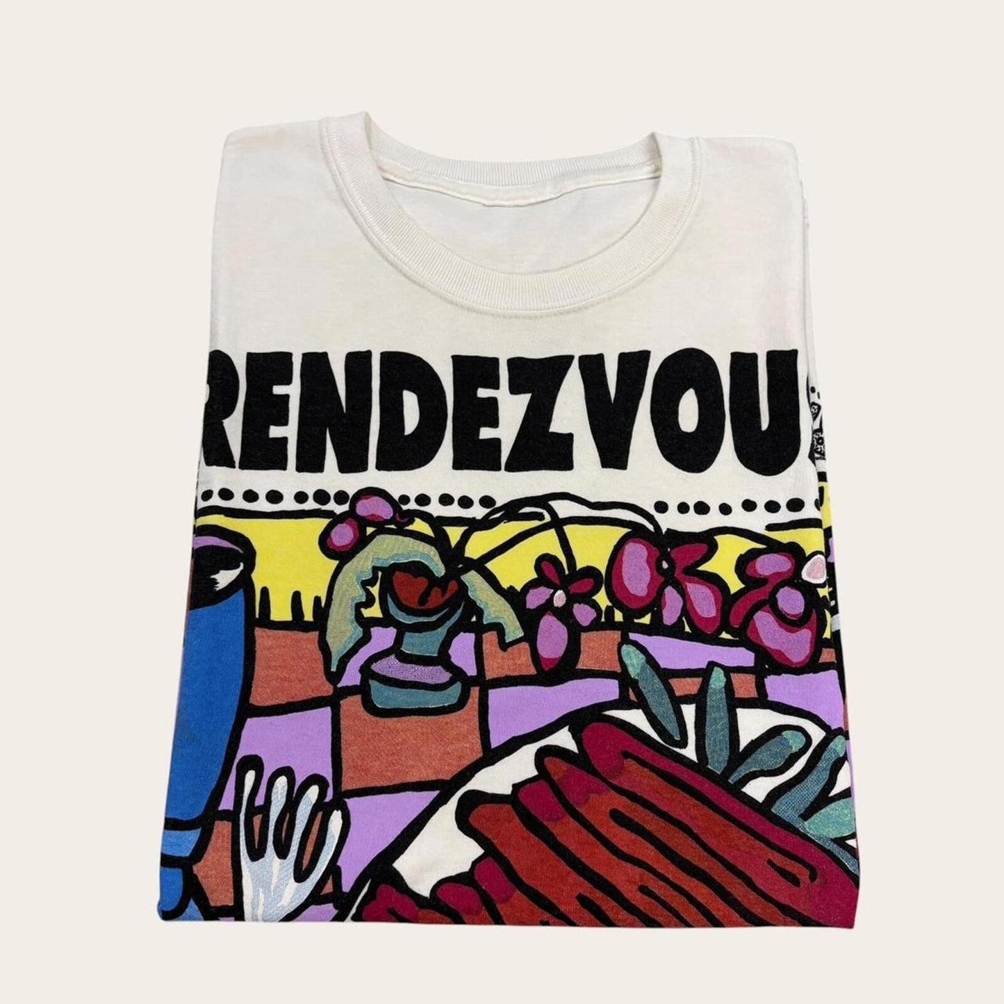 Vintage 90s USA Rendezvous Memphis ribs barbecue artwork souvenir t-shirt