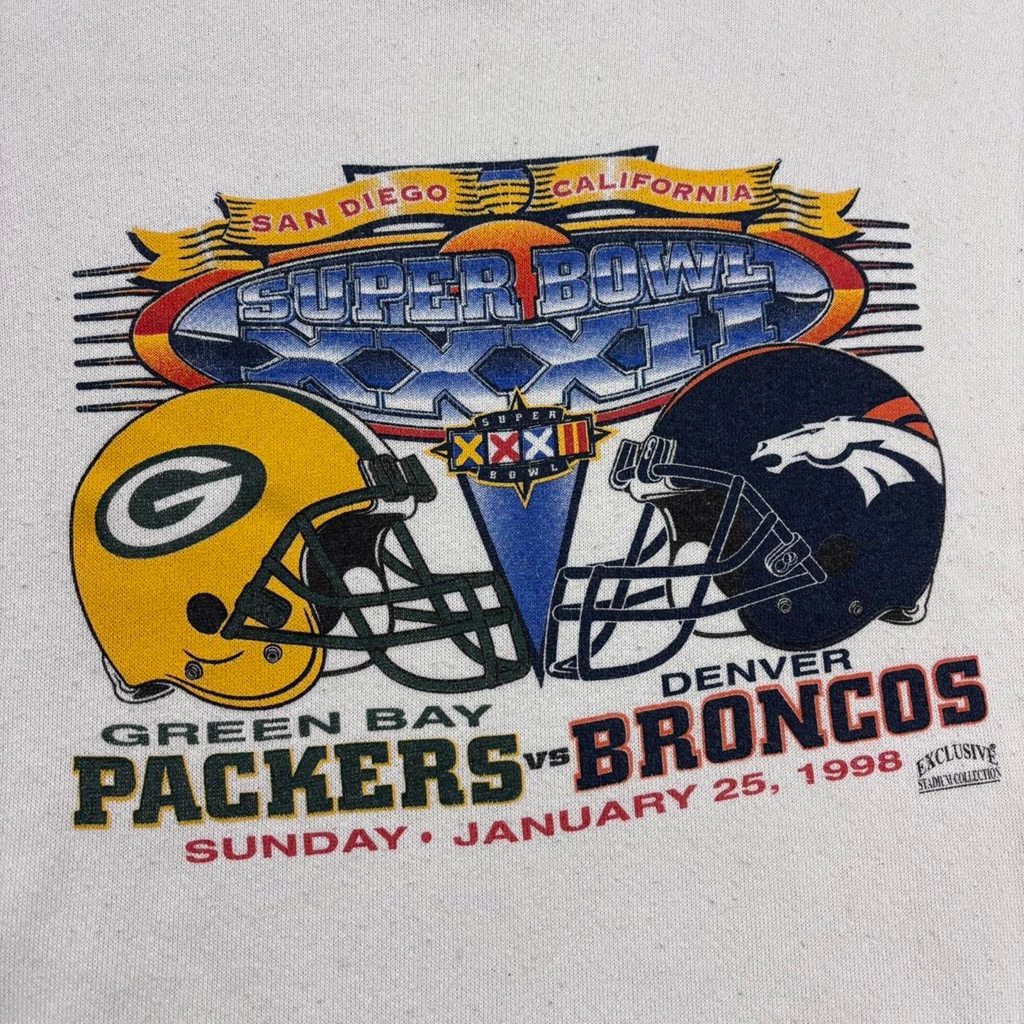 Vintage 90s USA Super Bowl 32 Packers Broncos NFL American Football sweatshirt