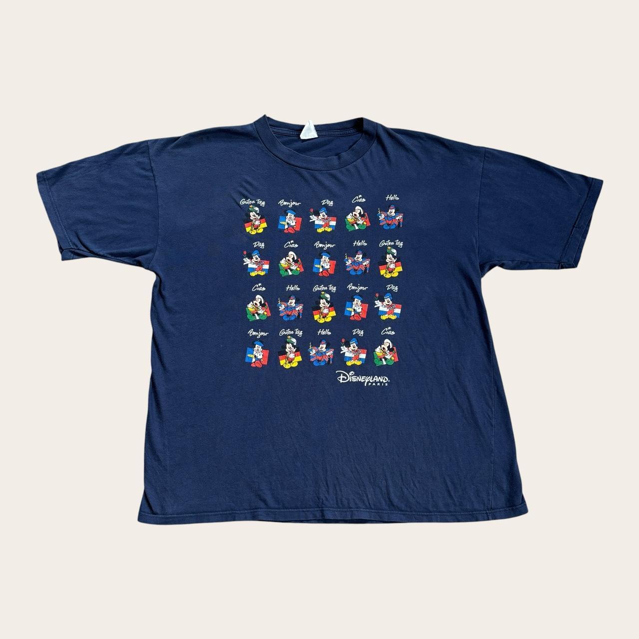 Vintage 90s Euro Disneyland Paris theme park Mickey Mouse flags t-shirt