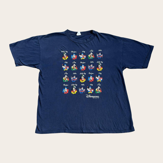 Vintage 90s Euro Disneyland Paris theme park Mickey Mouse flags t-shirt