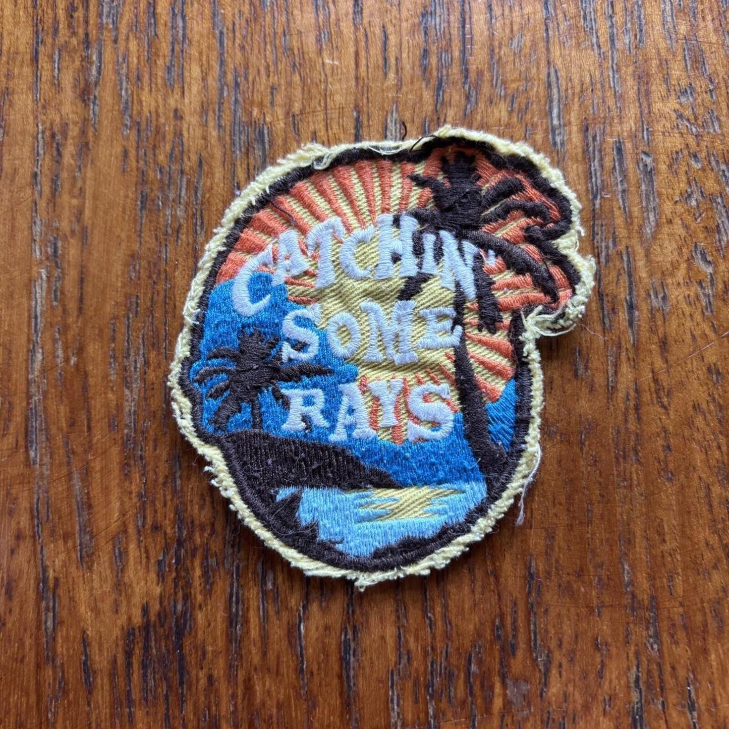 Vintage 90s USA catching some rays slogan surf California embroidered patch