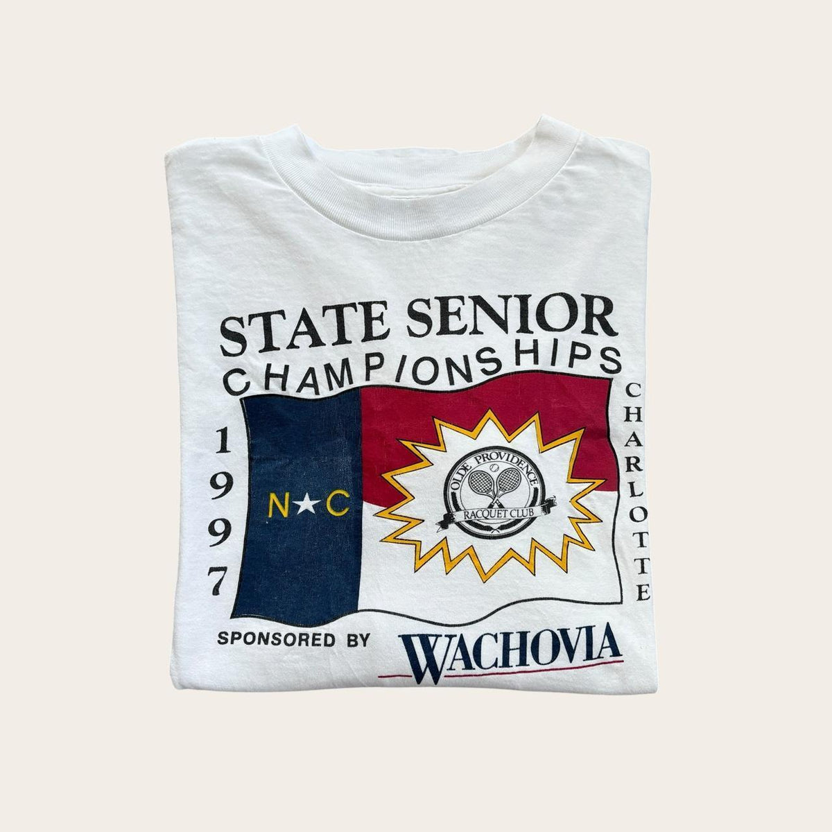 Vintage 90s USA Charlotte State Championships tennis tournament t-shirt