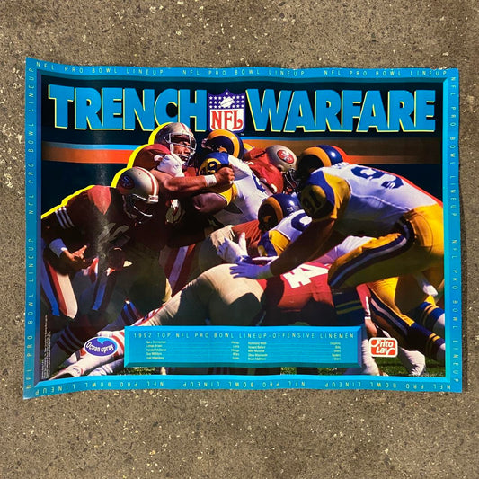 Vintage 90s USA NFL American Football Pro Bowl line up offensive linemen promotional poster