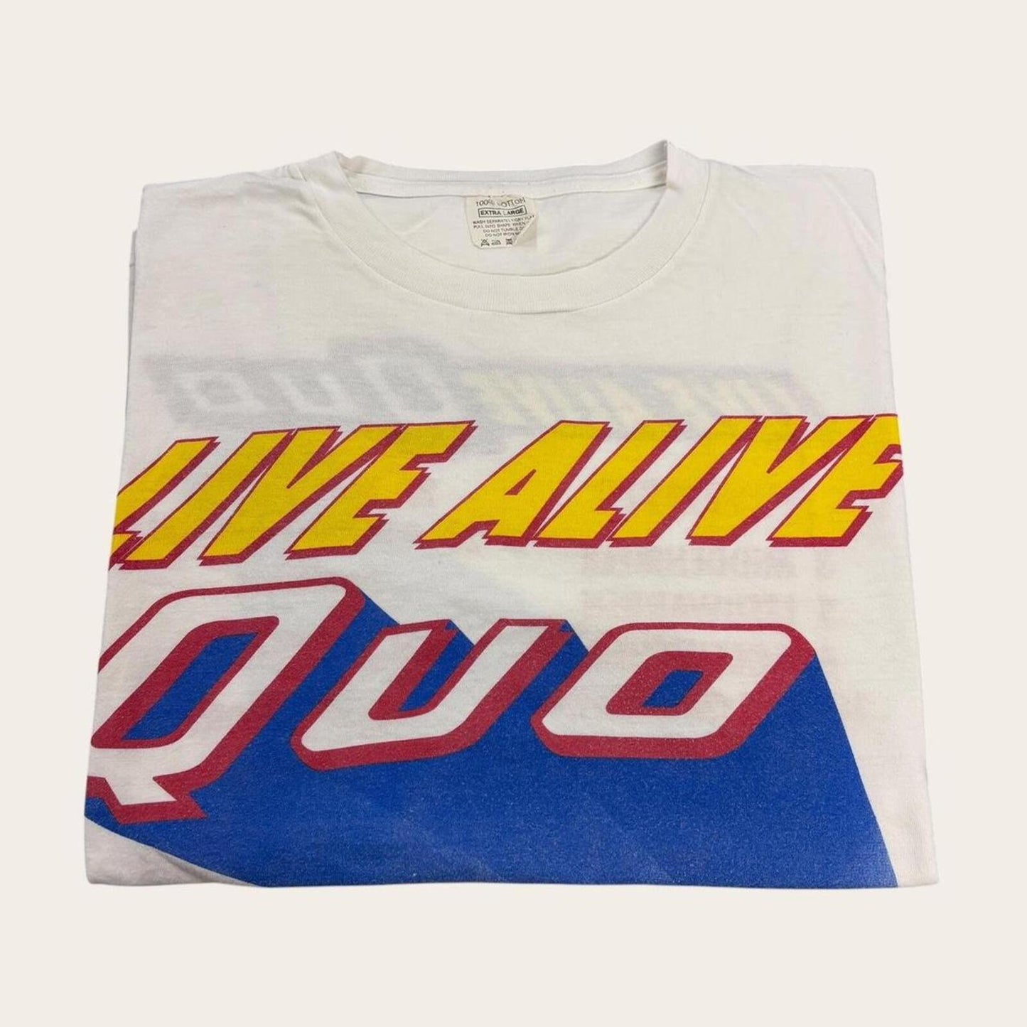 Vintage 90s Status Quo live alive European Tour rock music band t-shirt
